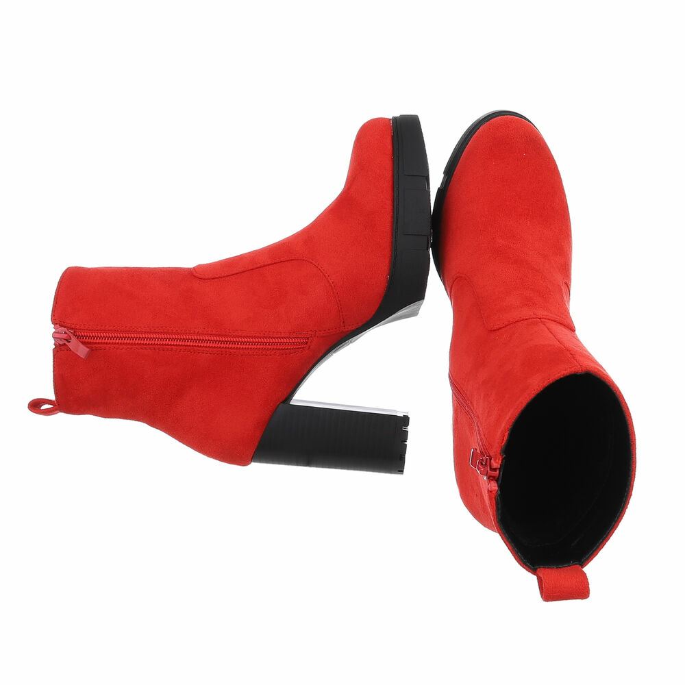 Botine elegante cu toc gros - rosu dama