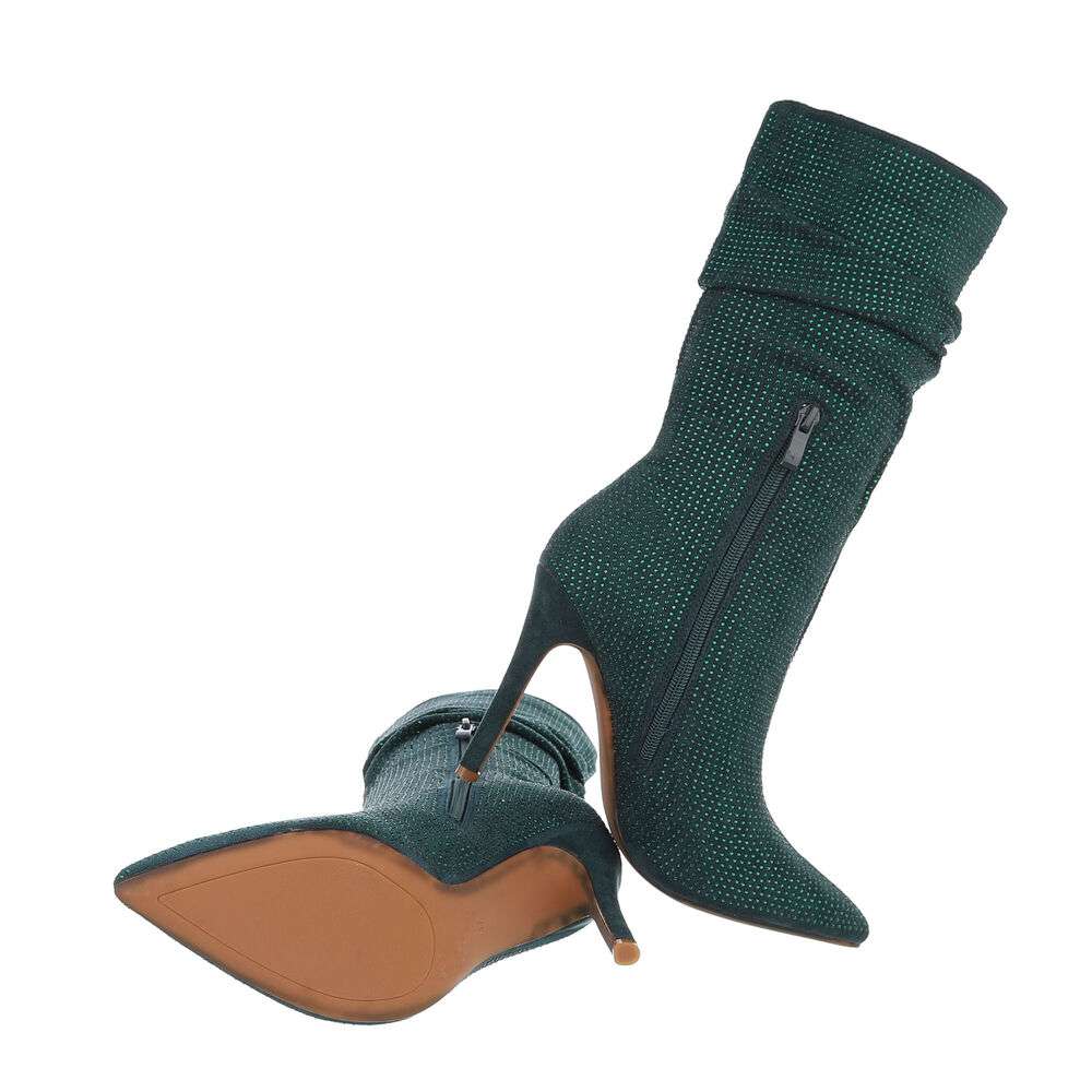 Botine cu toc cui - verde dama