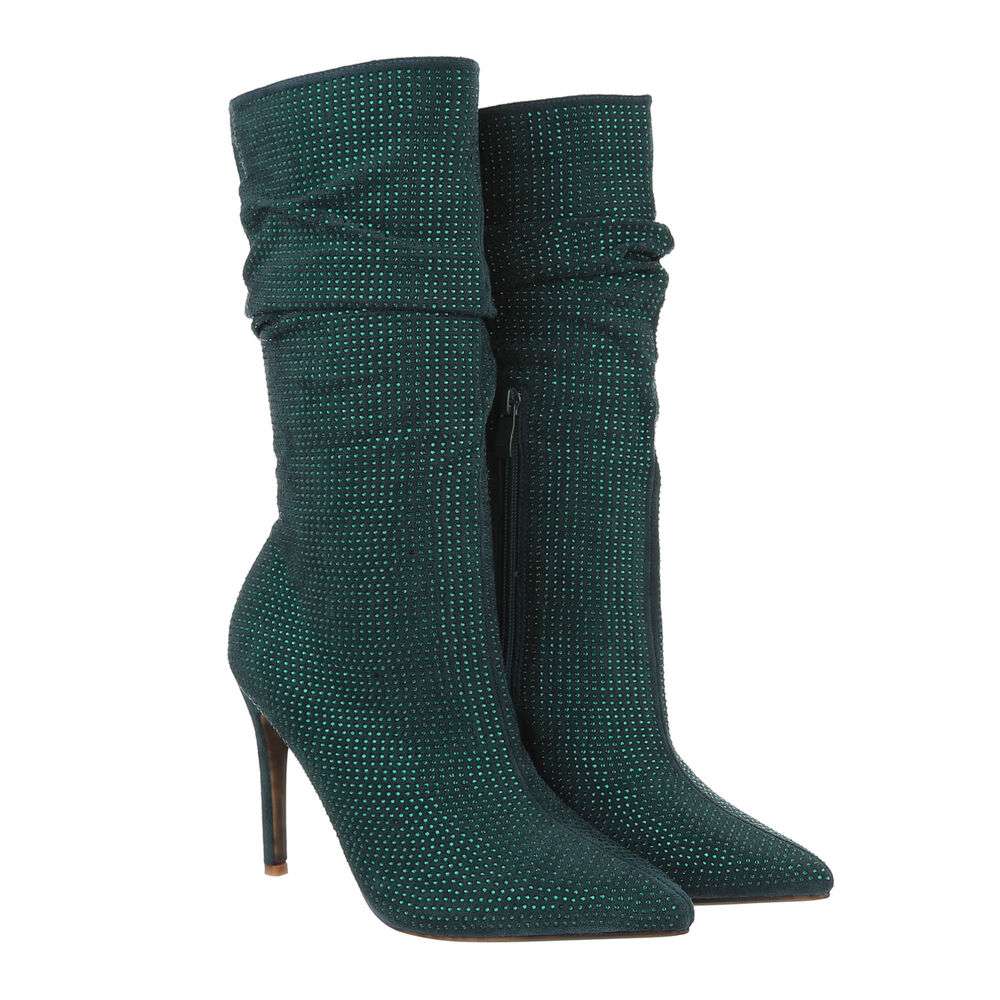 Botine cu toc cui - verde dama