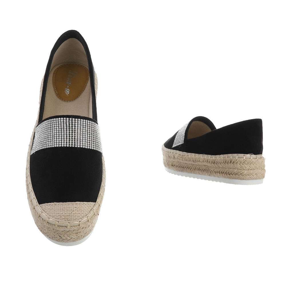 Espadrile platforma cu strasuri - negru dama