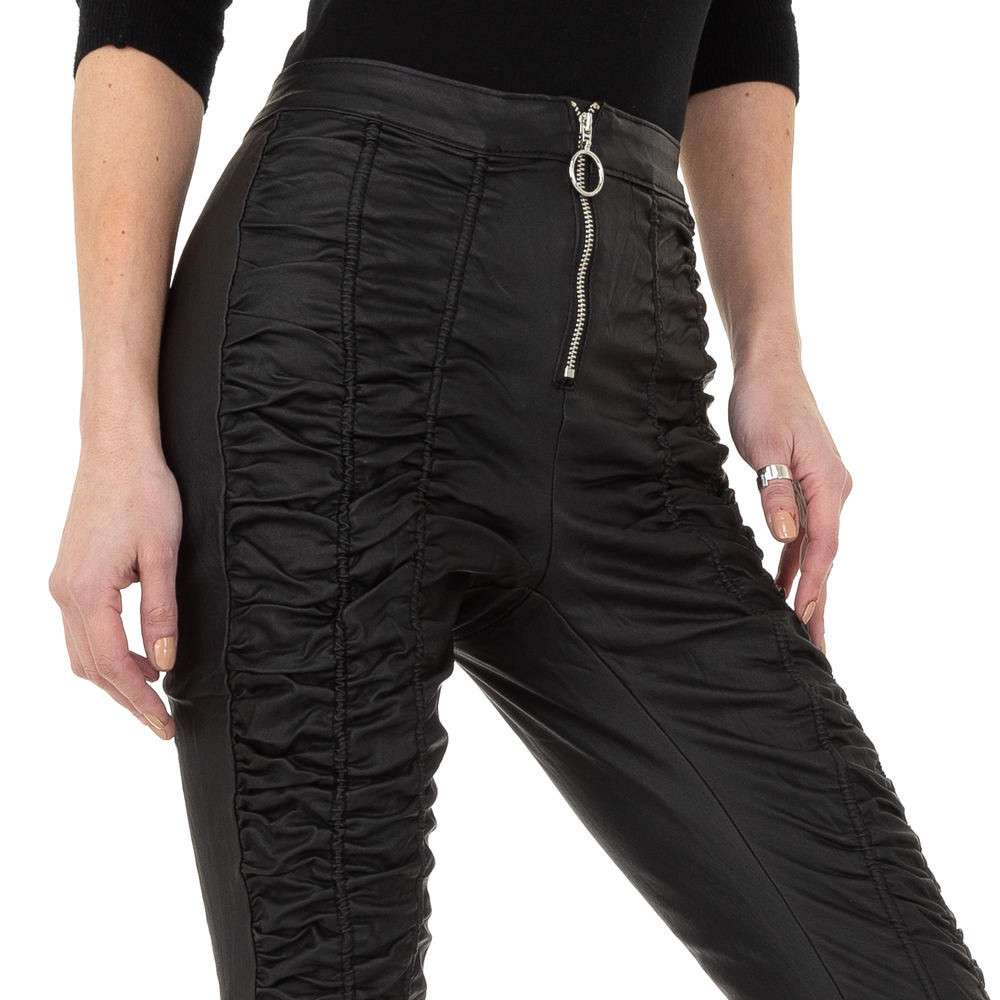 Pantaloni piele ecologica talie inalta - Daysie   negru dama