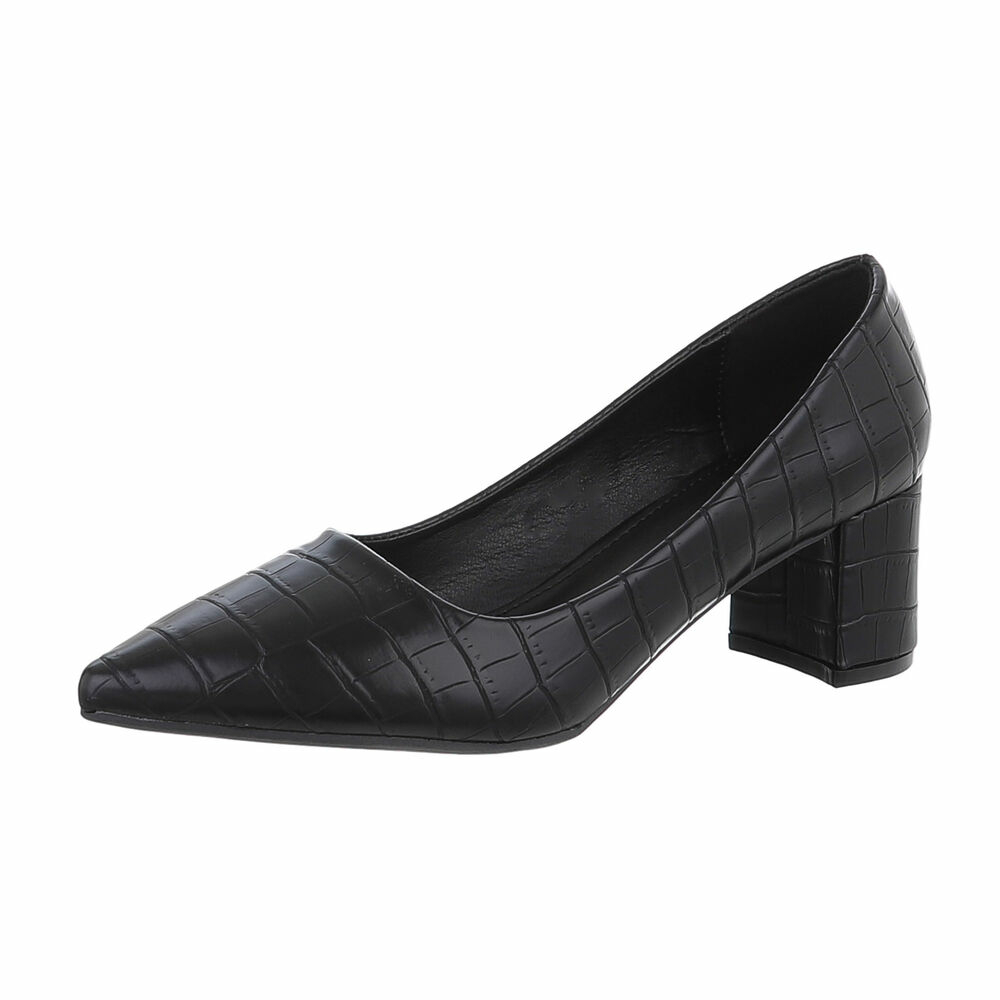 Pantofi cu toc gros - negru dama