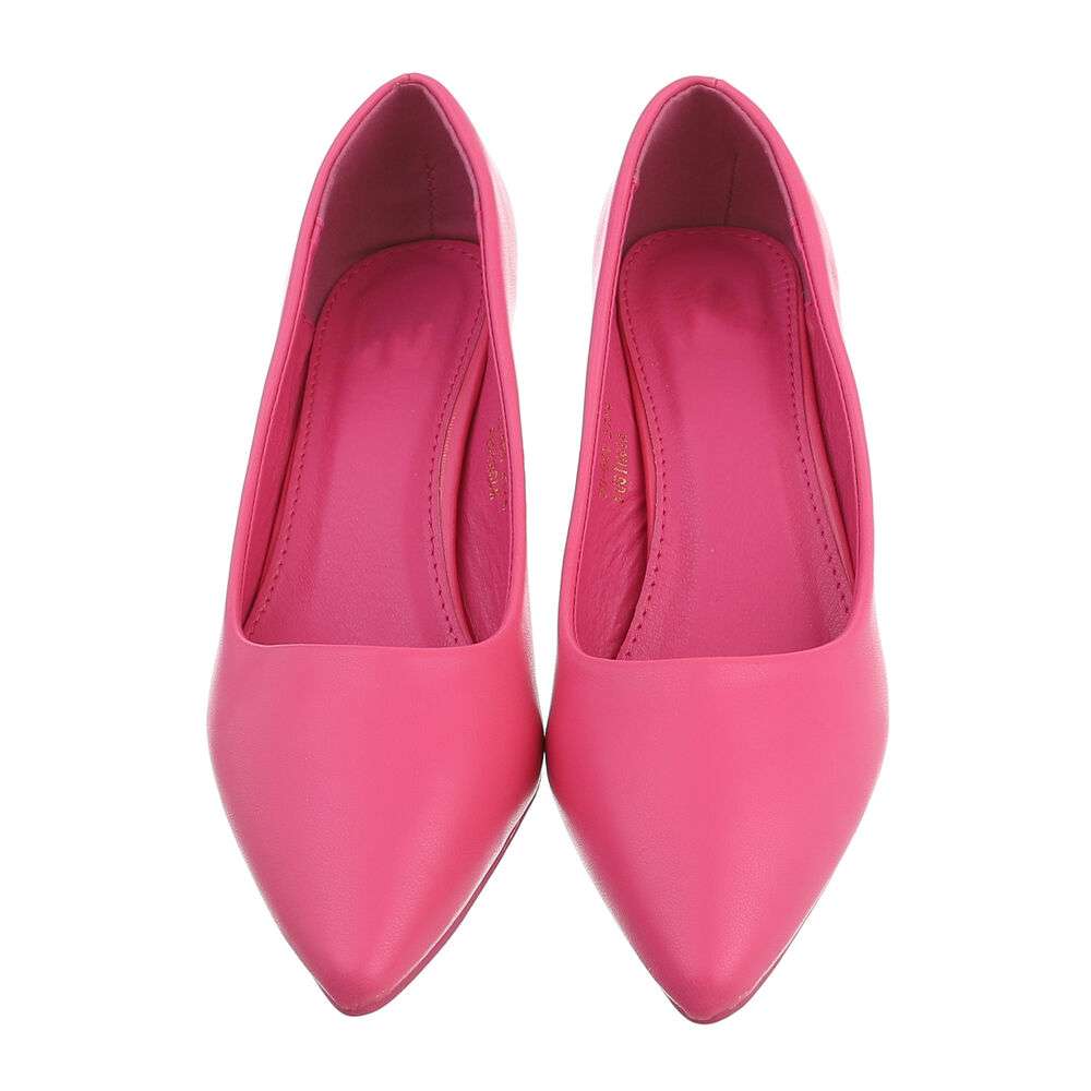 Pantofi toc mic gros - roz fuchsia dama