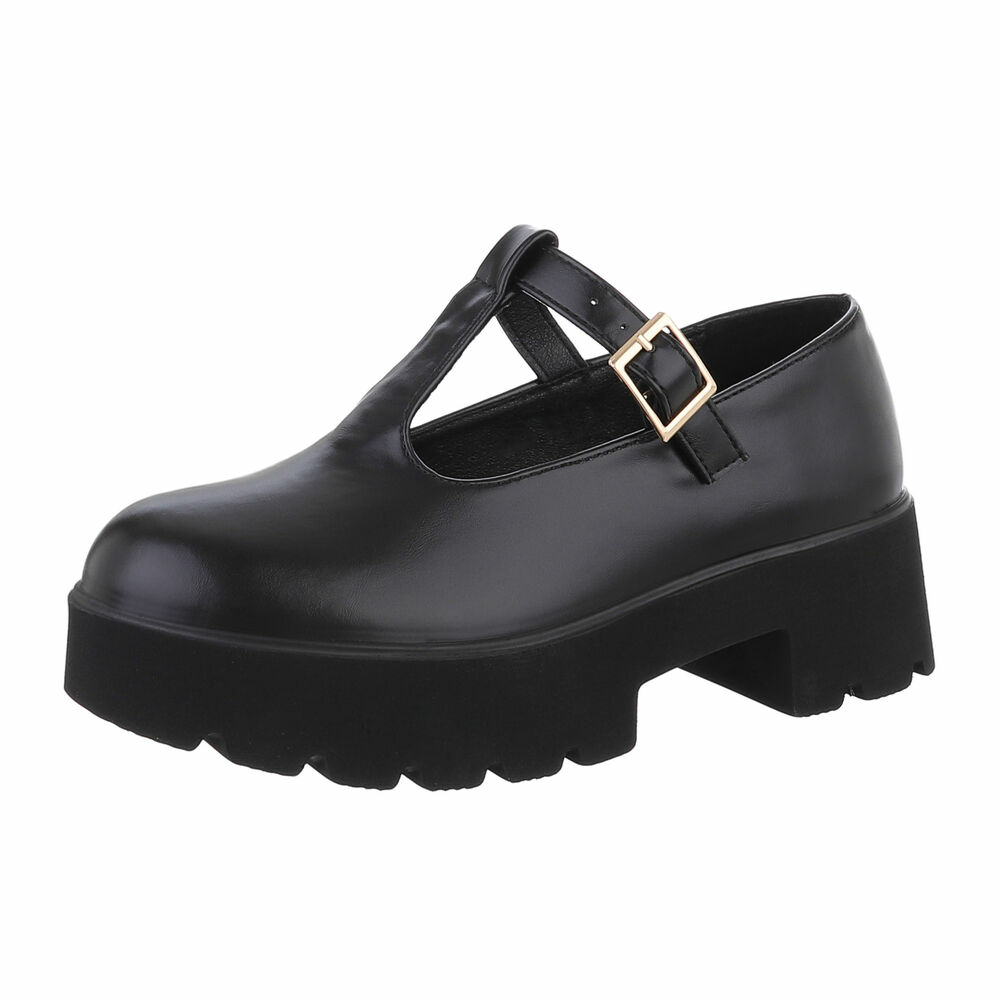 Pantofi Oxford cu talpa groasa - negru dama