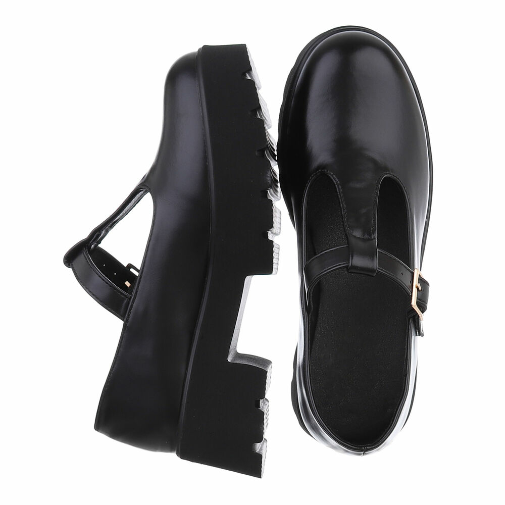 Pantofi Oxford cu talpa groasa - negru dama