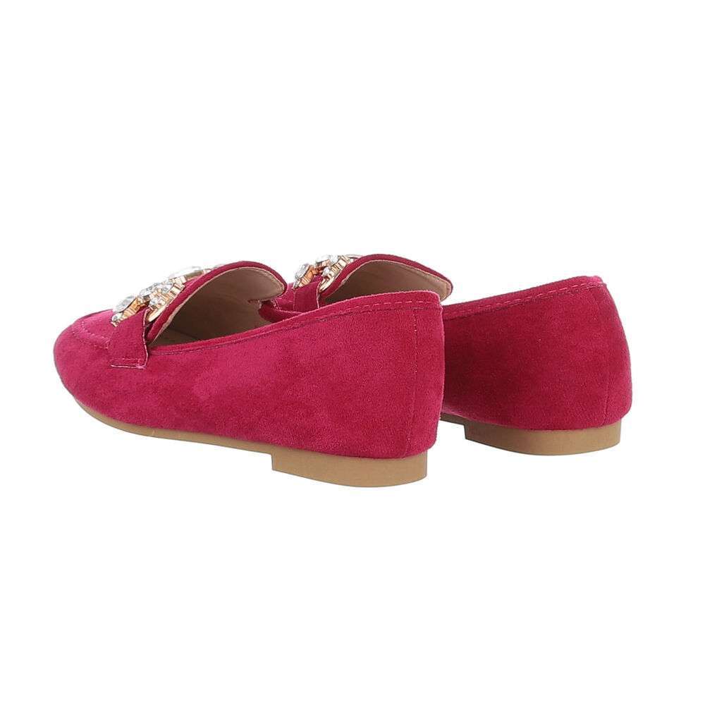 Mocasini eleganti cu strasuri - roz fuchsia dama