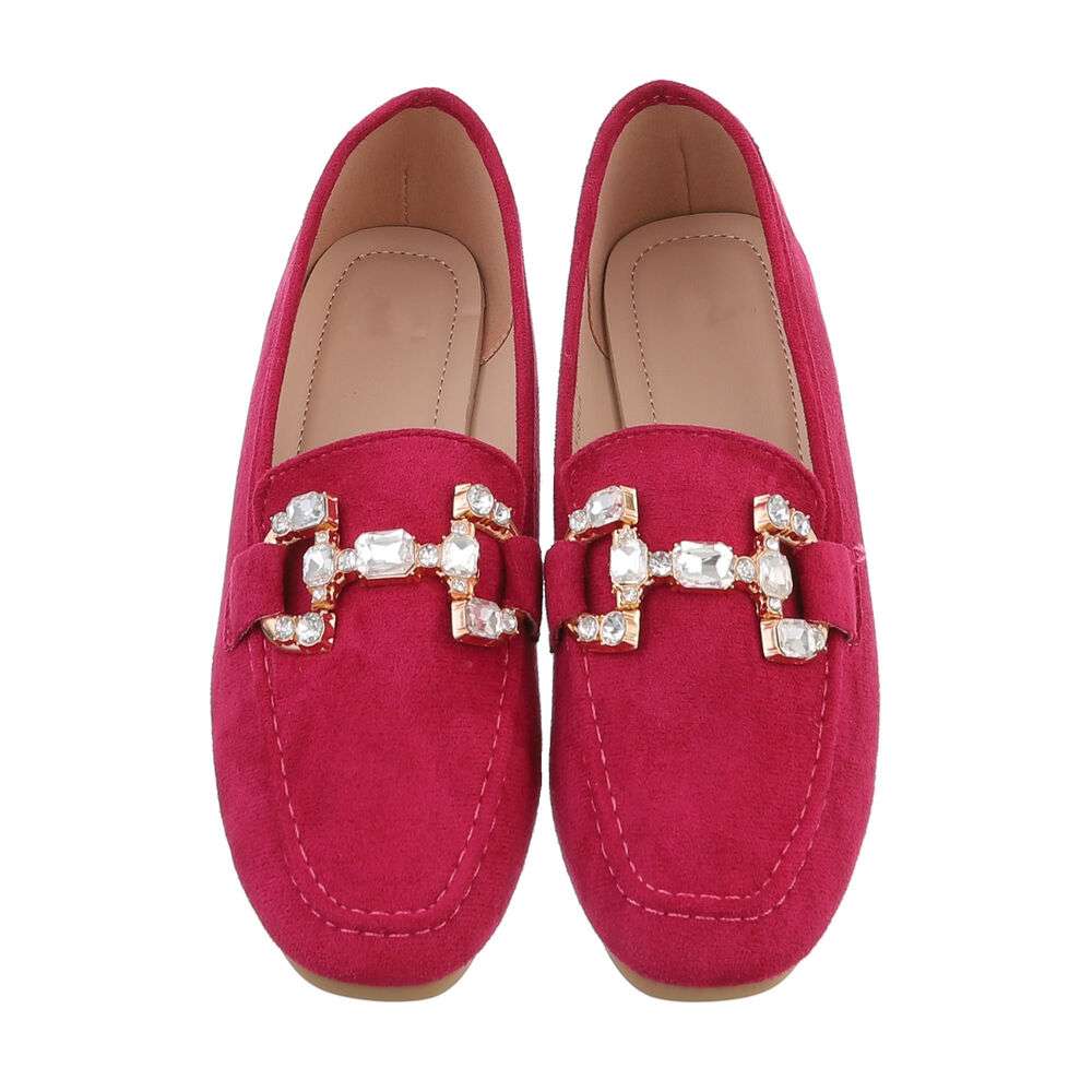 Mocasini eleganti cu strasuri - roz fuchsia dama