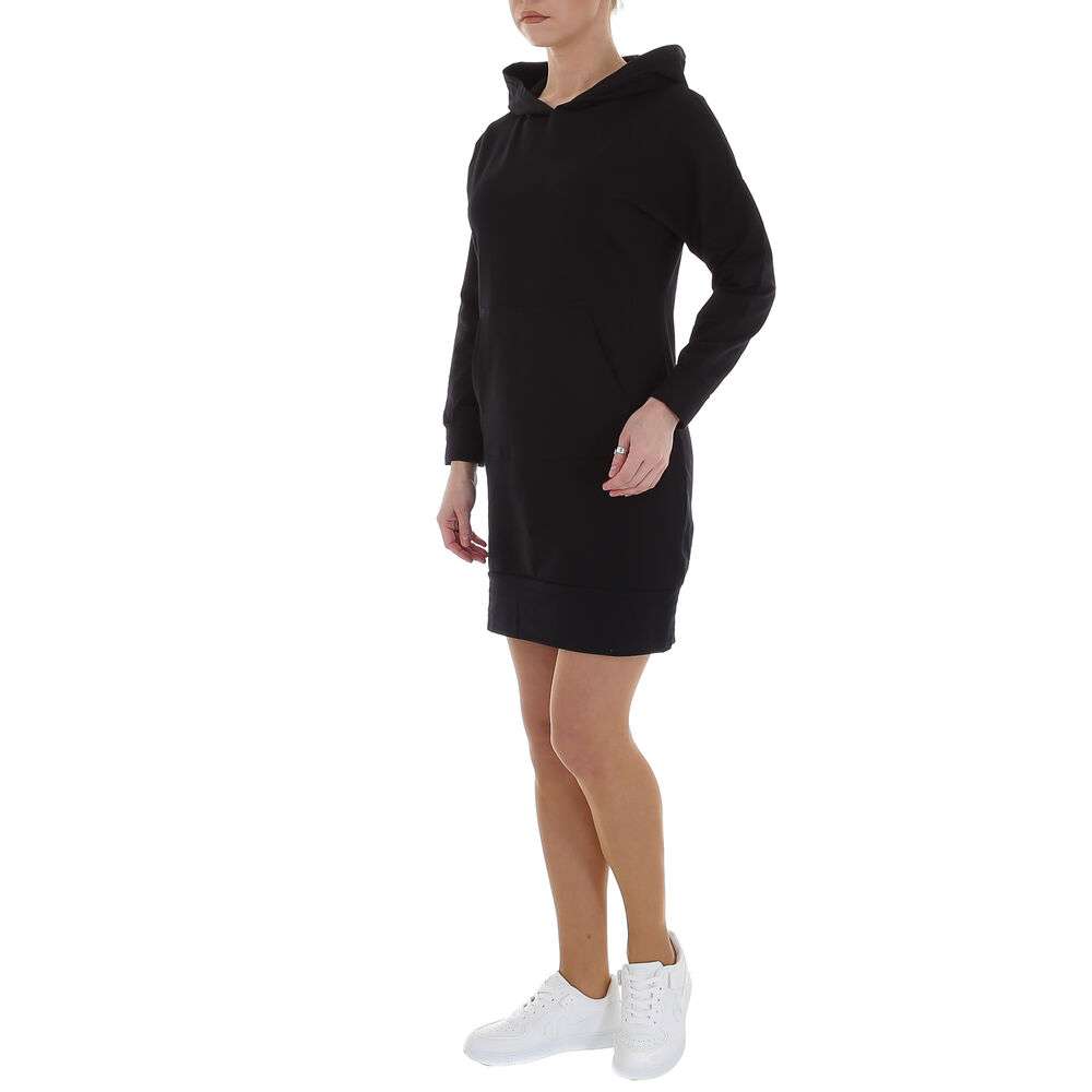 Rochie tip hanorac cu gluga - negru dama