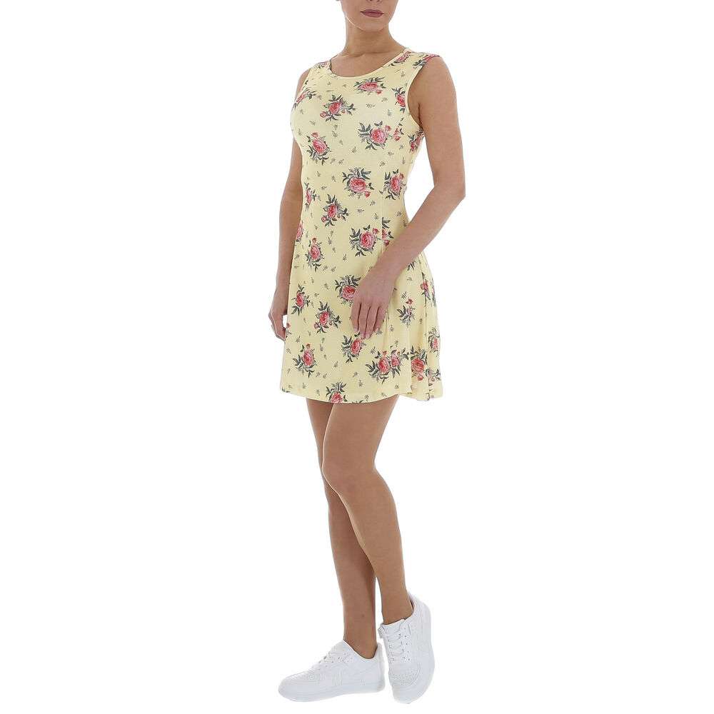 Rochie scurta imprimeu floral - galben dama