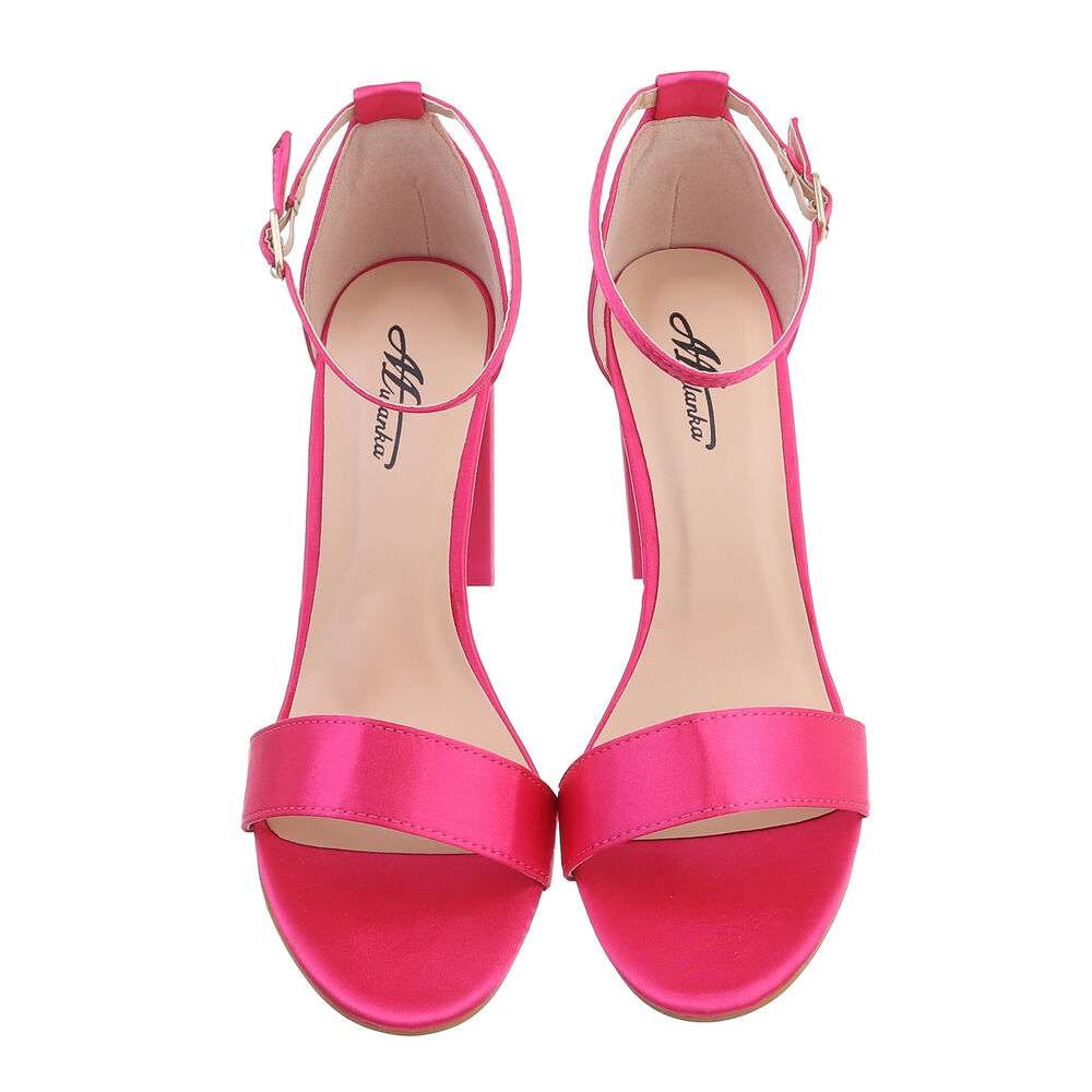 Sandale cu toc - roz fuchsia dama