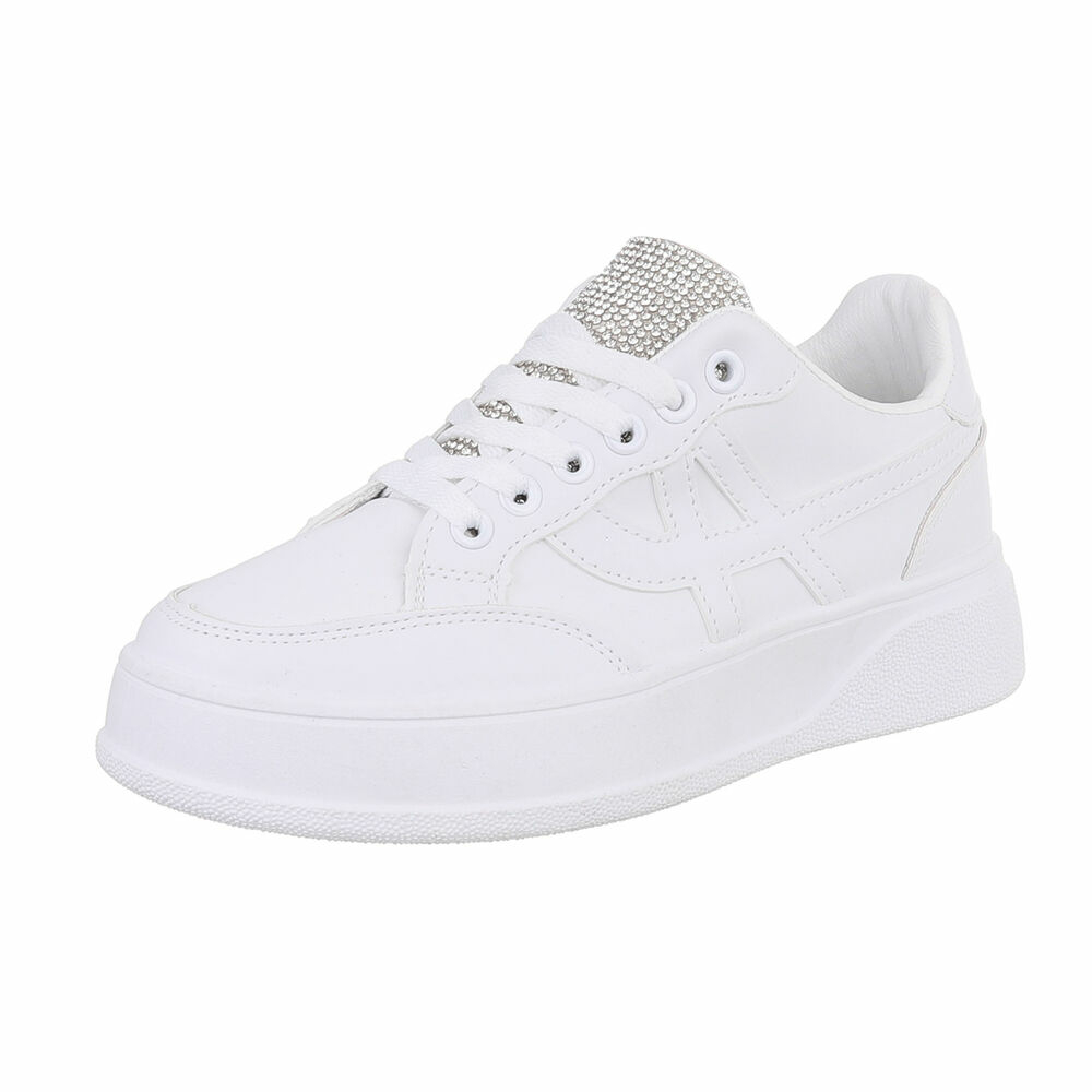 Sneakers cu strasuri - alb dama