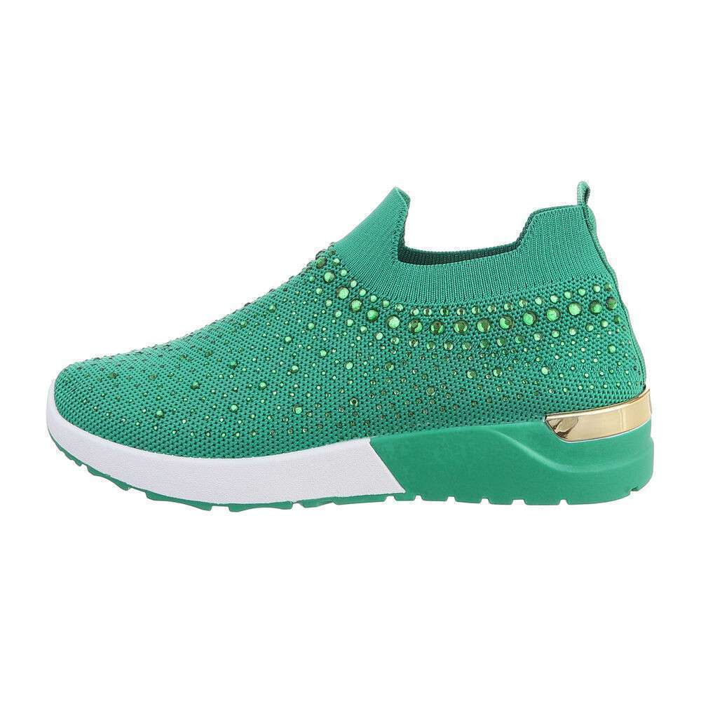 Sneakers cu strasuri - verde dama