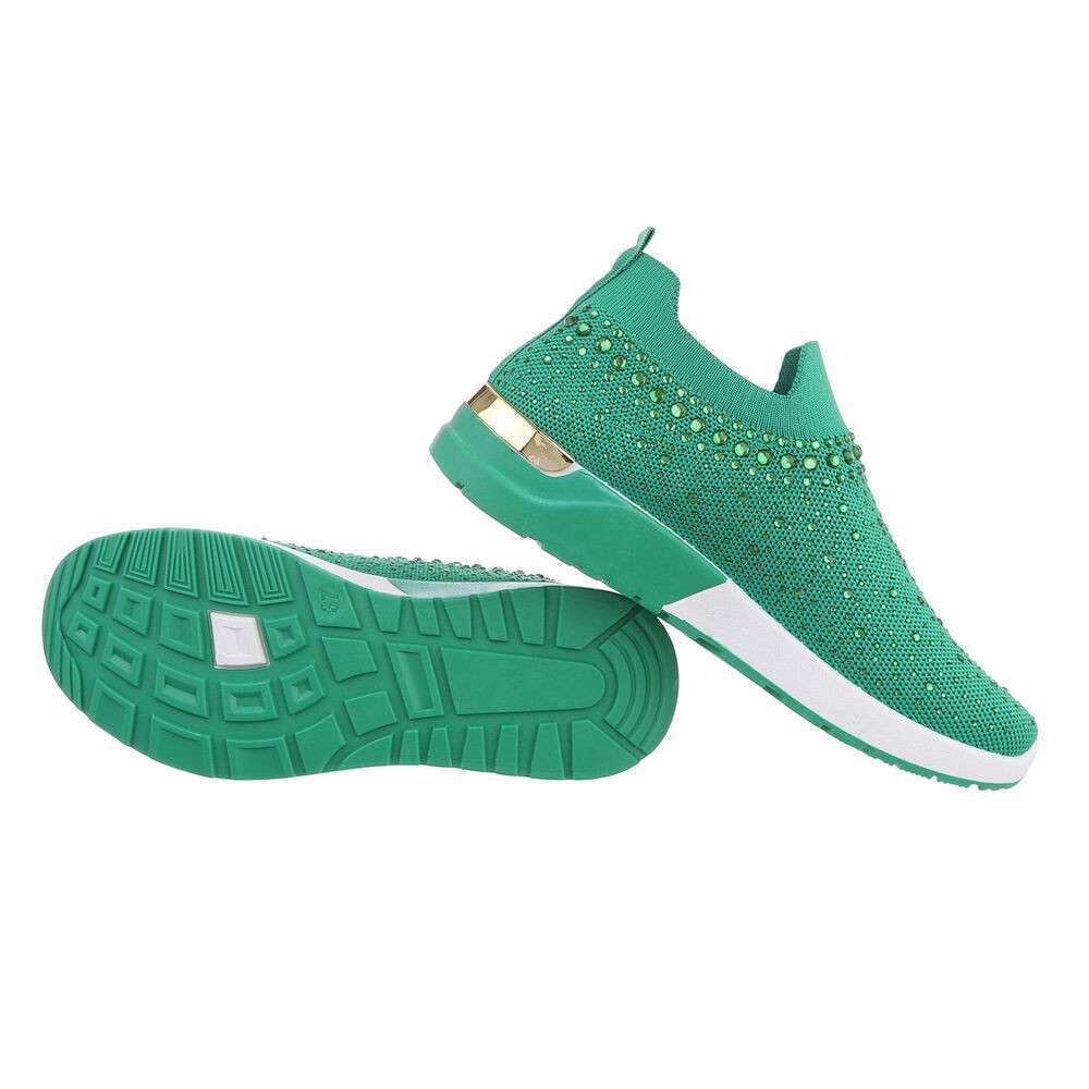 Sneakers cu strasuri - verde dama