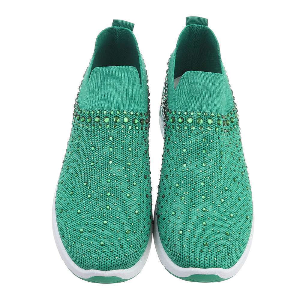 Sneakers cu strasuri - verde dama