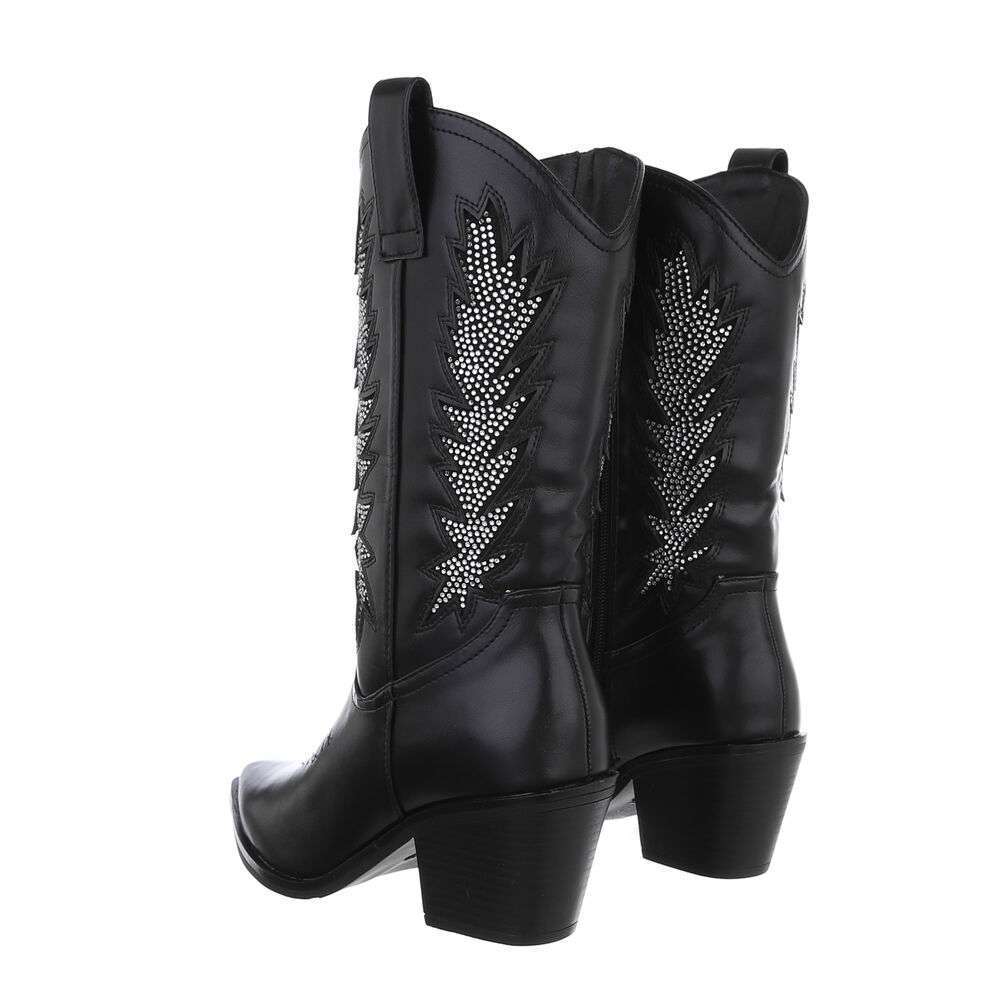 Cizme western cu toc gros - & Cizme Biker - negru dama