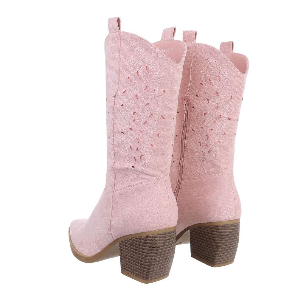 Ciocate western cu toc gros - & Cizme Biker - pinksuede dama