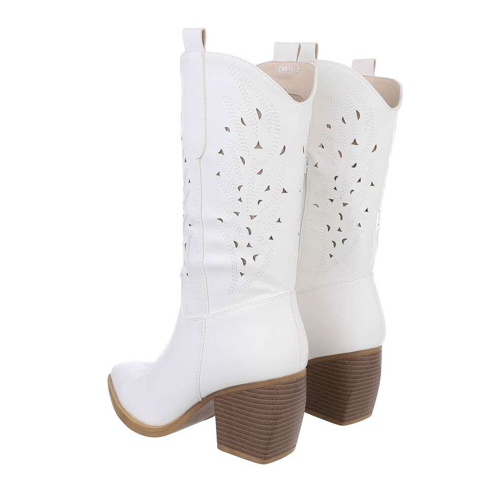 Ciocate western cu toc gros - & Cizme Biker - whitepu dama